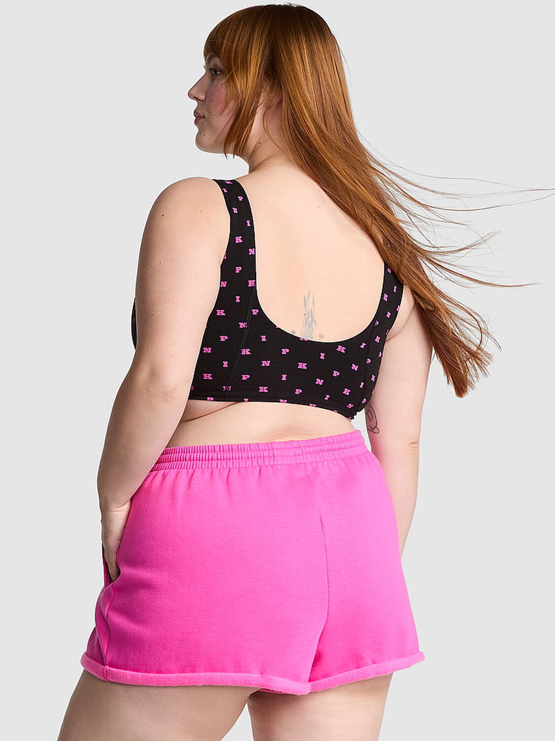 vs Pink Ivy Fleece Rolled Hem Shorts Pink Gossip 2 of 3 