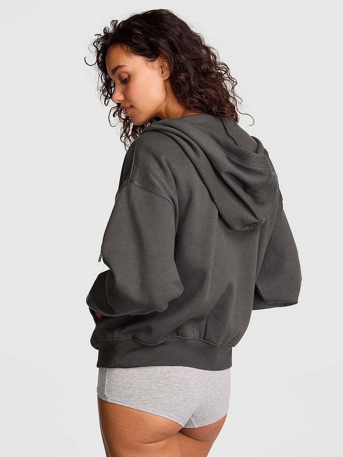 vs Pink Campus Fleece&trade; Full-Zip Hoodie Coal Shine 2 of 4 