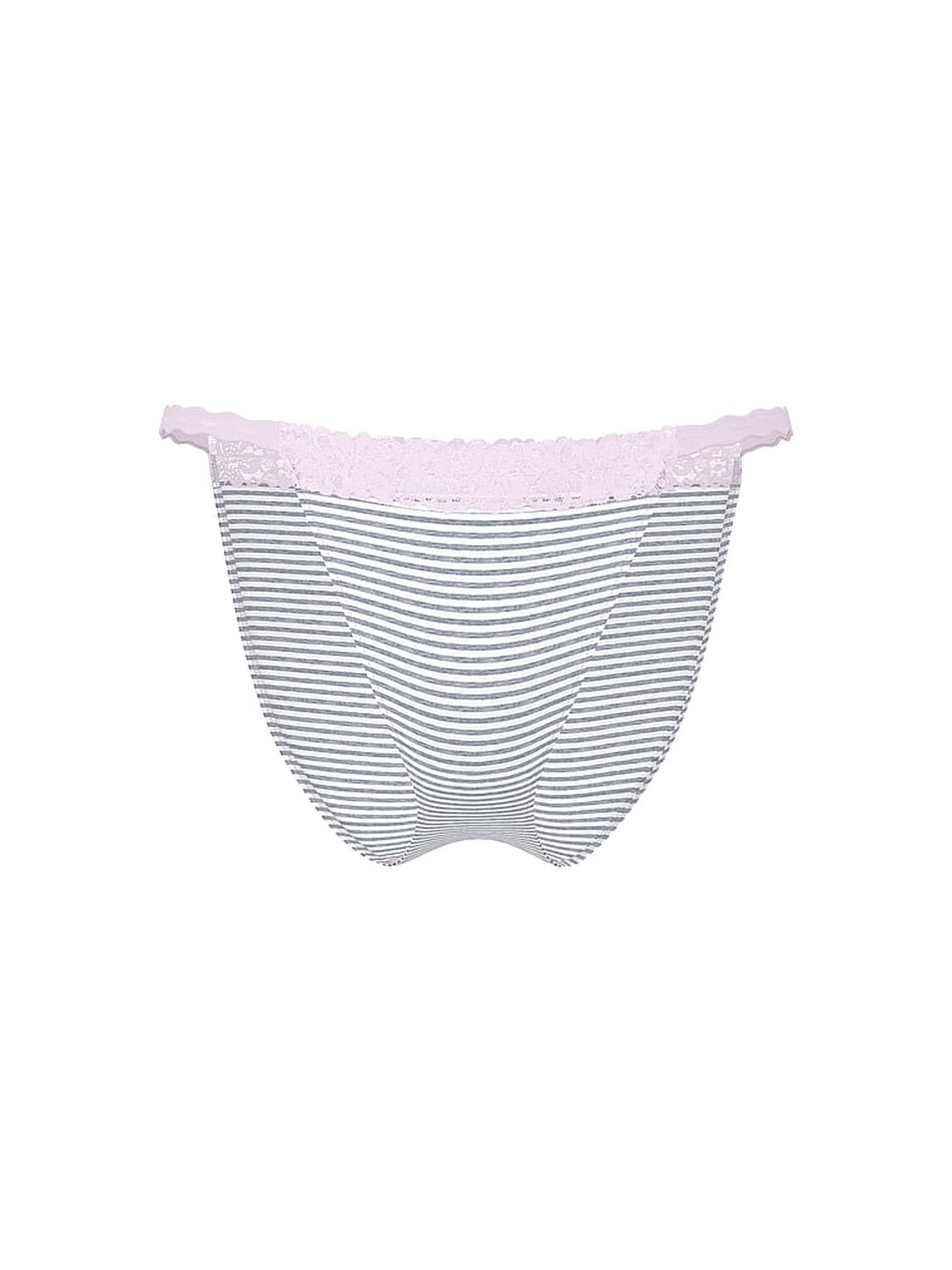 vs Pink Cotton Lace-Trim Bikini Panty Medium Heather Grey 3 of 3 