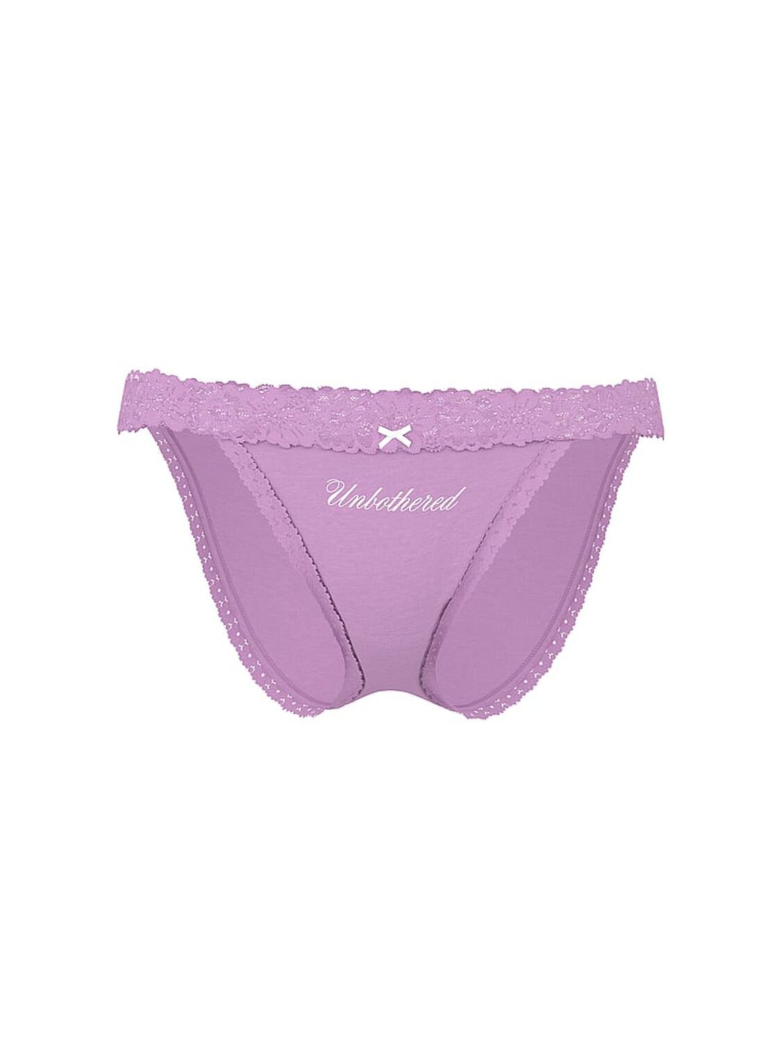 vs Pink Cotton Lace-Trim Bikini Panty Light Lilac "Unbothered" 3 of 3 