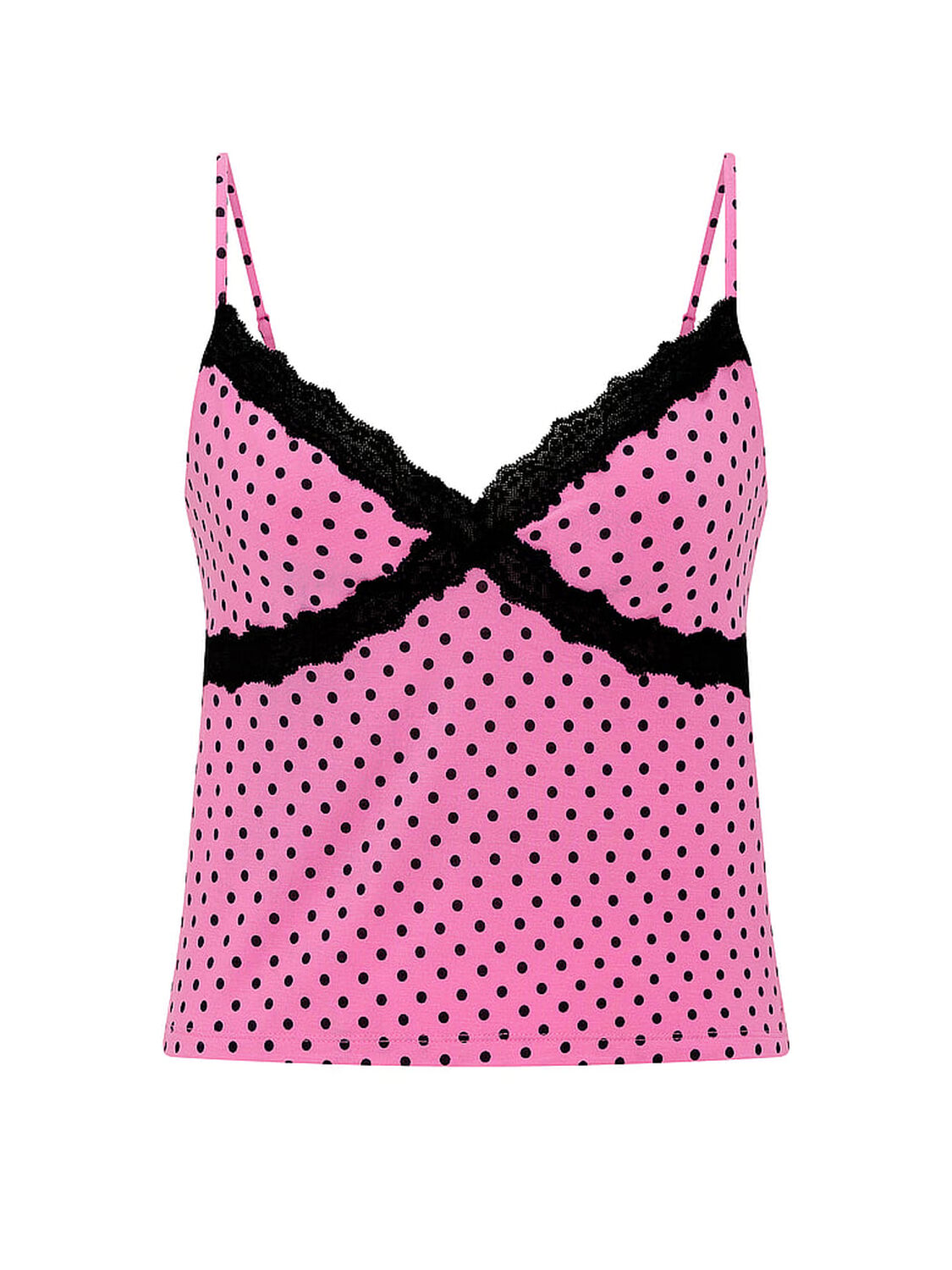 vs Pink Modal Lace-Trim Cami Sizzling Strawberry Dots 3 of 3 