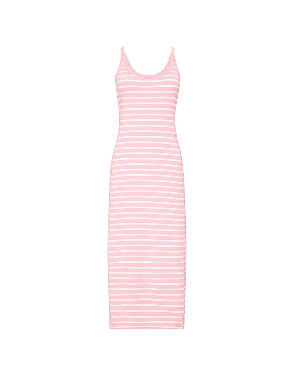 vs Pink All-Day Soft Rib High-Neck Midi Dress Dollhouse & White Stripes 3 of 3 