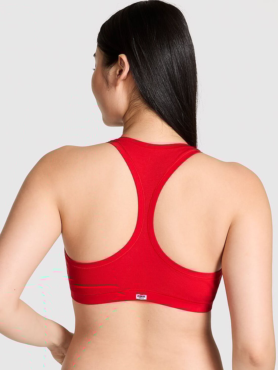 vs Pink Cotton Dorm Unlined Racerback Bralette Bright Vermillion 2 of 3 