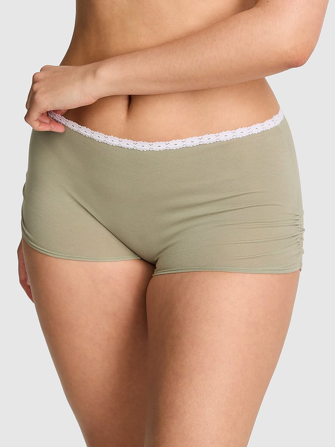 pink Pink Cotton Dorm Boyshort Panty Slate Green 1 of 2 