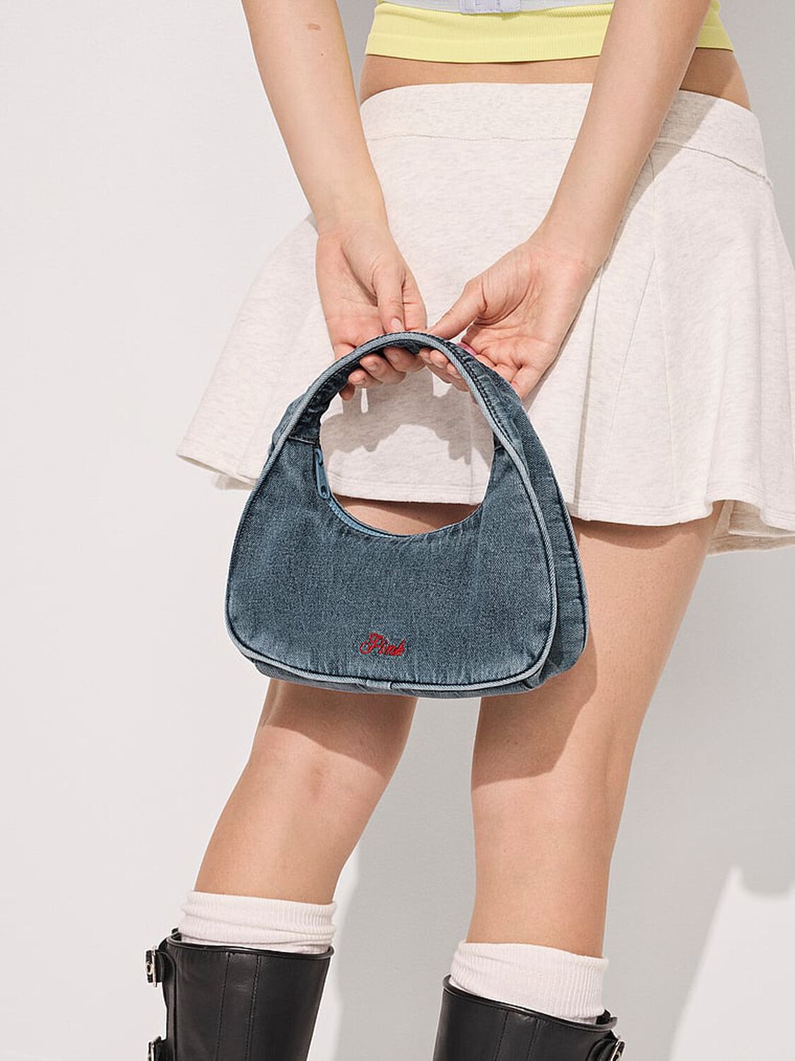 vs Pink Denim Mini Hobo Bag Denim 4 of 4 