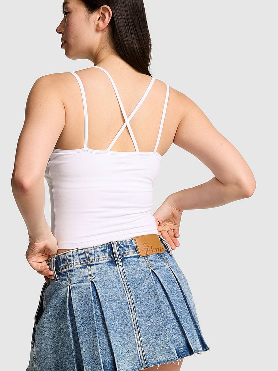 vs Pink All-Day Cotton&trade; Strappy Tank Top Vs White 2 of 2 