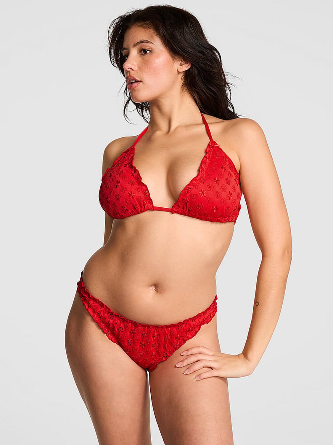 vs Pink By Frankies Bikinis Hudson Eyelet Cheeky Bikini Bottom Bandana Red 2 of 3 