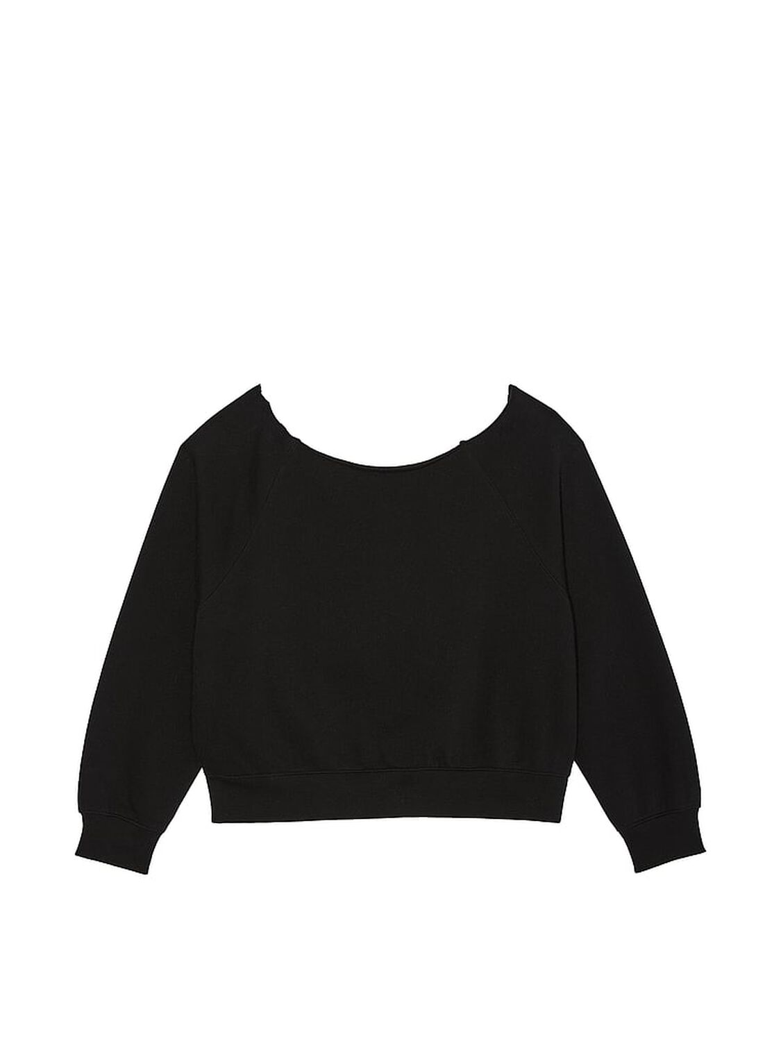 vs Pink Ivy Fleece Off-The-Shoulder Sweatshirt Pure Black 3 of 3 