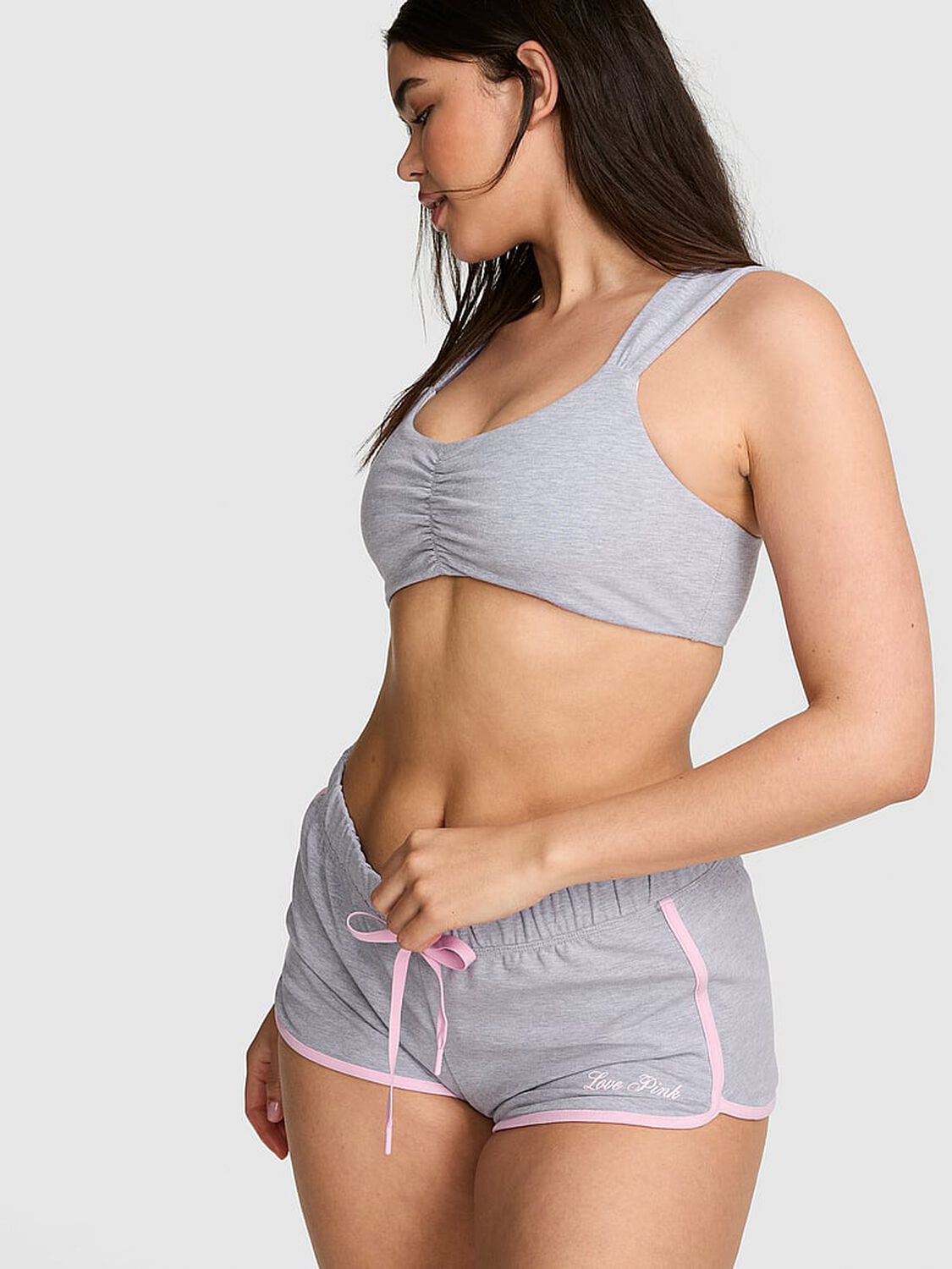 vs Pink Soft Modal Micro Shorts Medium Heather Grey 1 of 3 