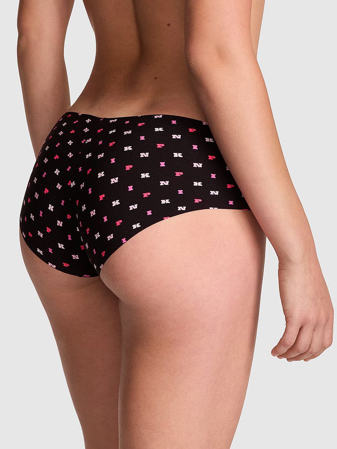 vs Pink No-Show Hiphugger Panty Black Scattered Pink Print 2 of 3 