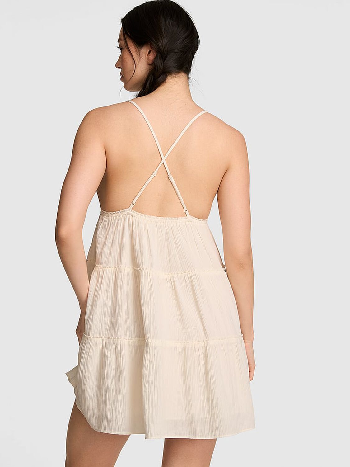 vs Pink Flirt Alert Tiered Mini Dress Winter White 2 of 3 