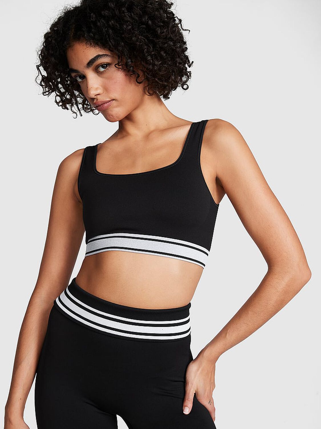 vs Pink PINK Flip It Seamless Reversible Sports Bra Pure Black 1 of 4 