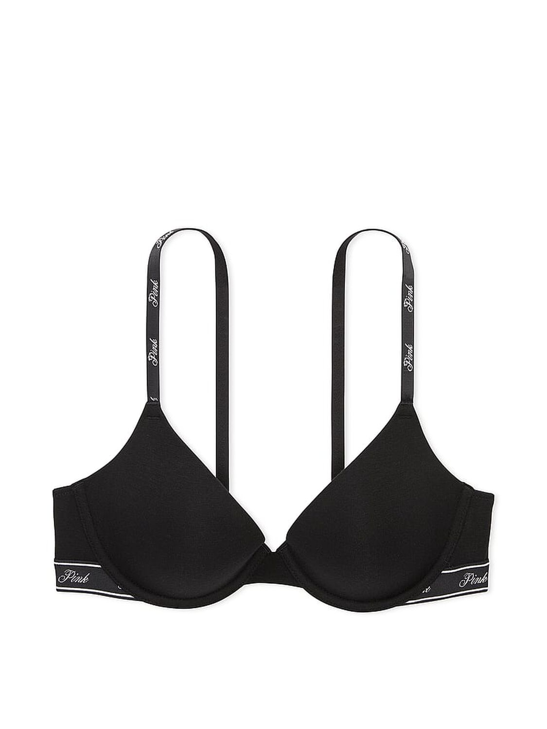vs Pink Wear Everywhere Wear Everywhere Lightly Lined T-Shirt Bra Pure Black 3 of 3 