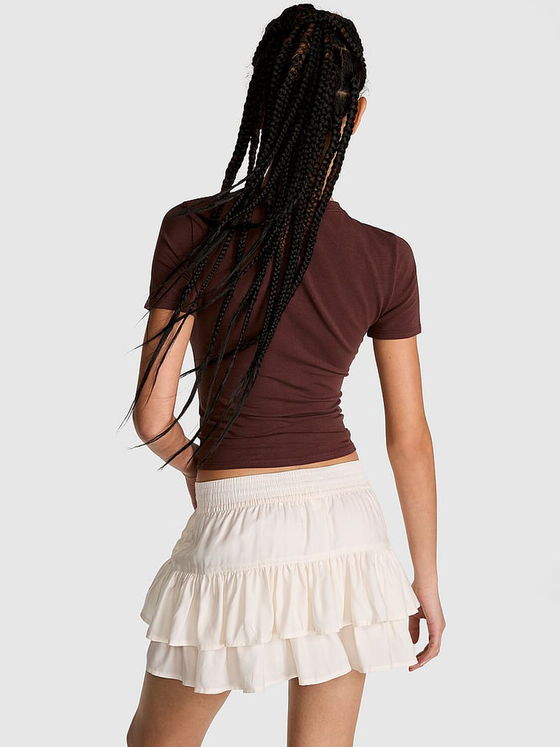 vs Pink Summer Fling Satin Ruffle Skirt Winter White 1 of 2 