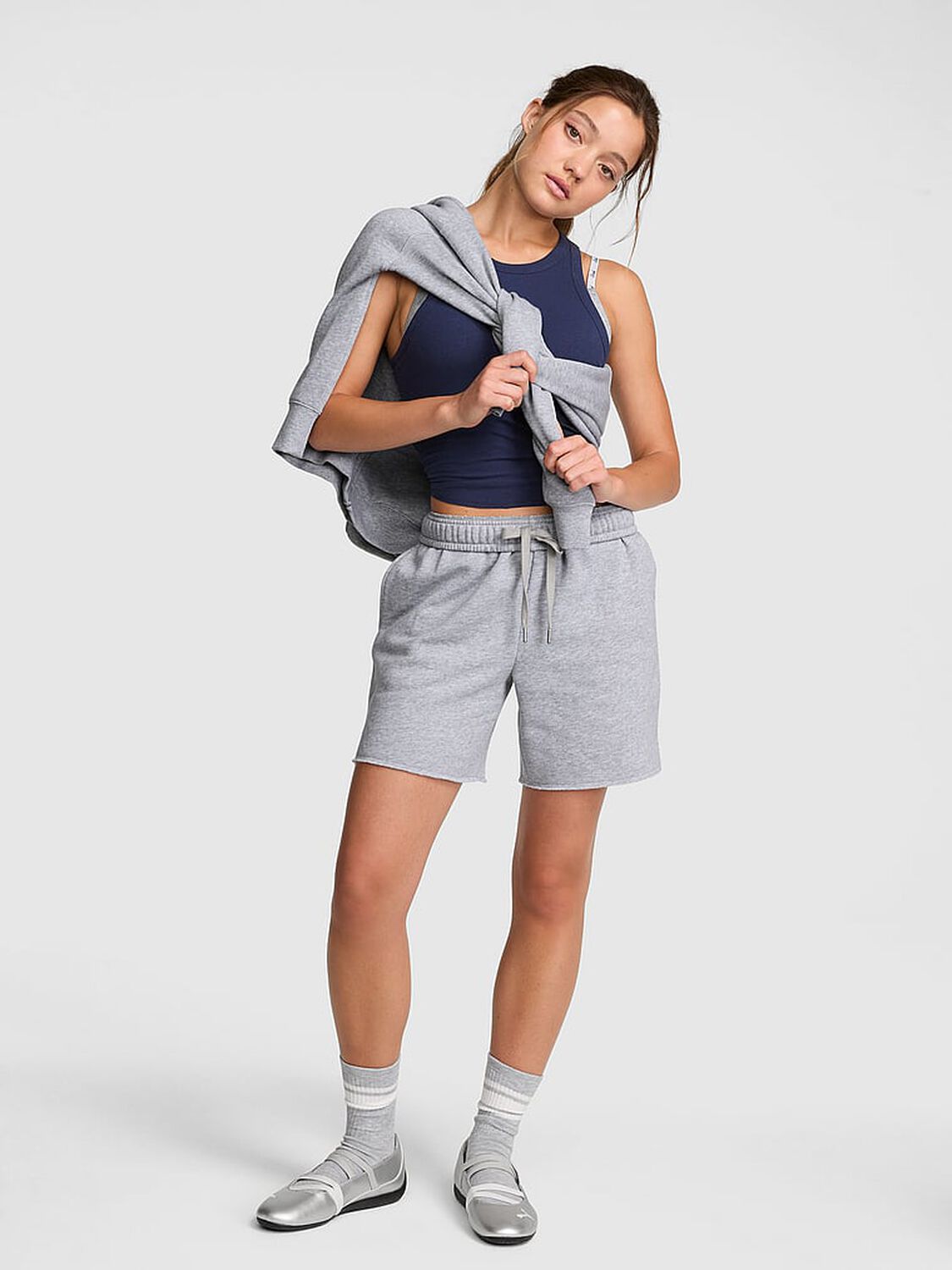 vs Pink Campus Fleece&trade; Shorts Heather Grey 1 of 3 