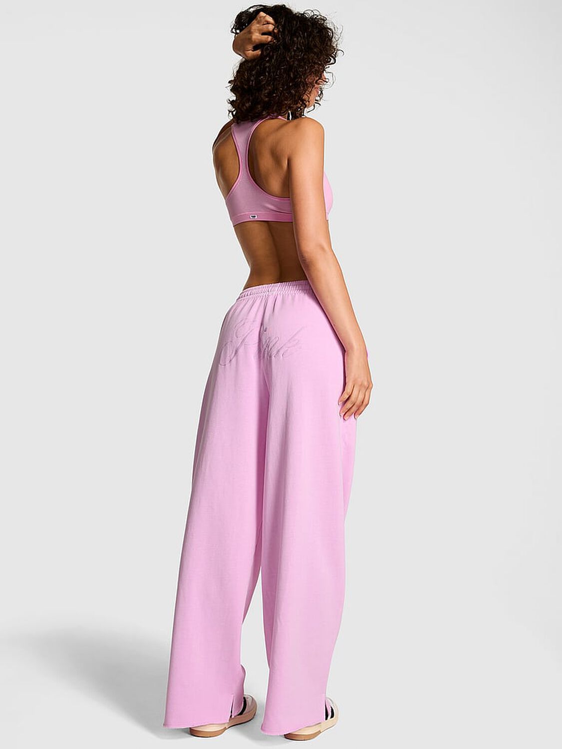 vs Pink Ivy Fleece Wide-Leg Split-Hem Sweatpants Hushed Lilac 2 of 2 