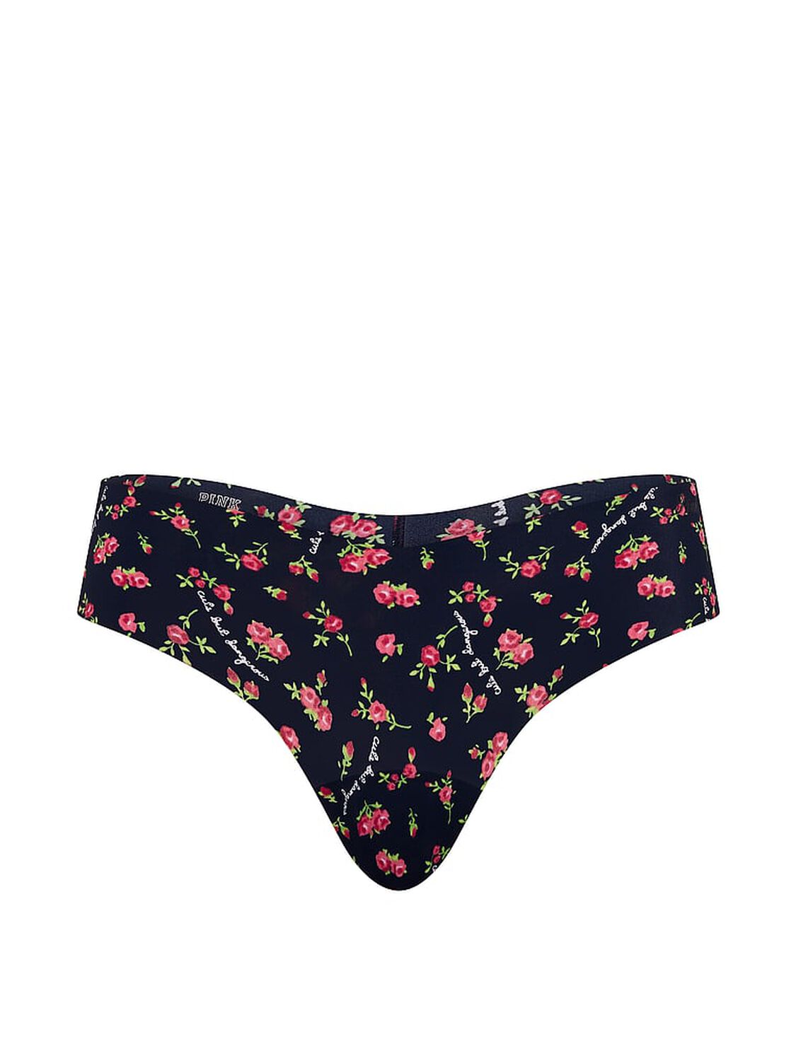 vs Pink No-Show Thong Panty Noir Navy Cute But Dangerous Print 3 of 3 