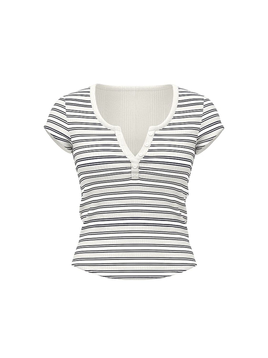 vs Pink Multi Rib Henley Tee White Shell Stripe 3 of 3 