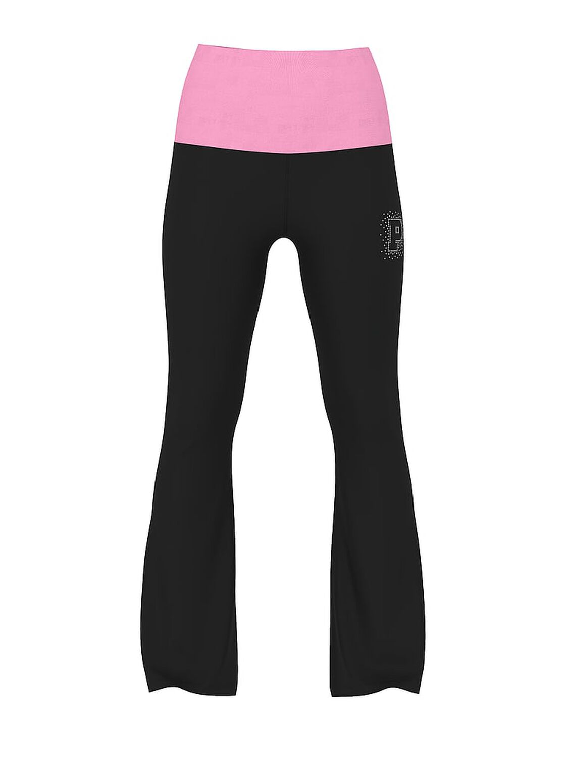 vs Pink All-Day Cotton&trade; Foldover Flare Leggings Pure Black Pink Bling 3 of 4 
