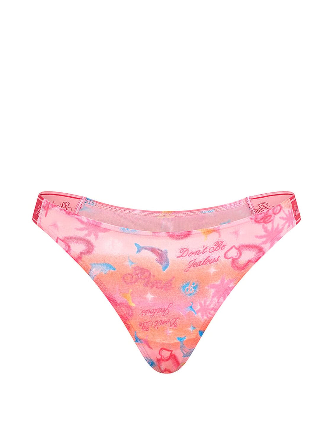 vs Pink Logo Cotton High-Leg Thong Panty Love Me Pink Airbrush Print 3 of 3 