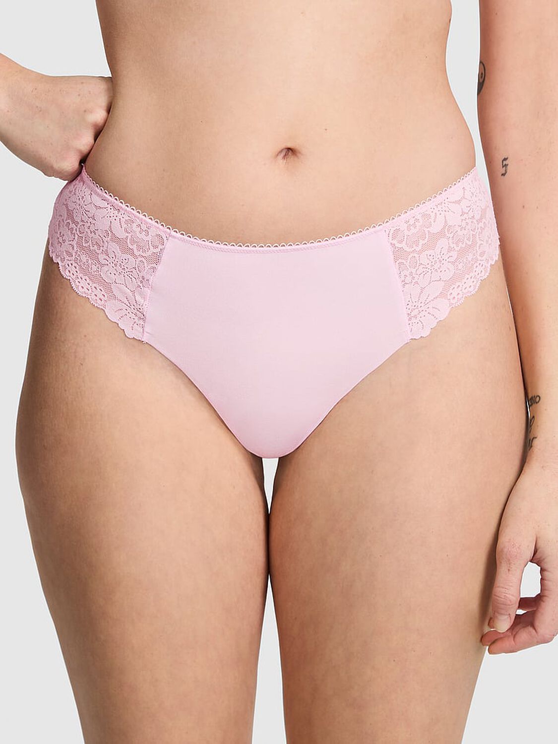 vs Pink No-Show Thong Panty Pink Tulip 1 of 3 