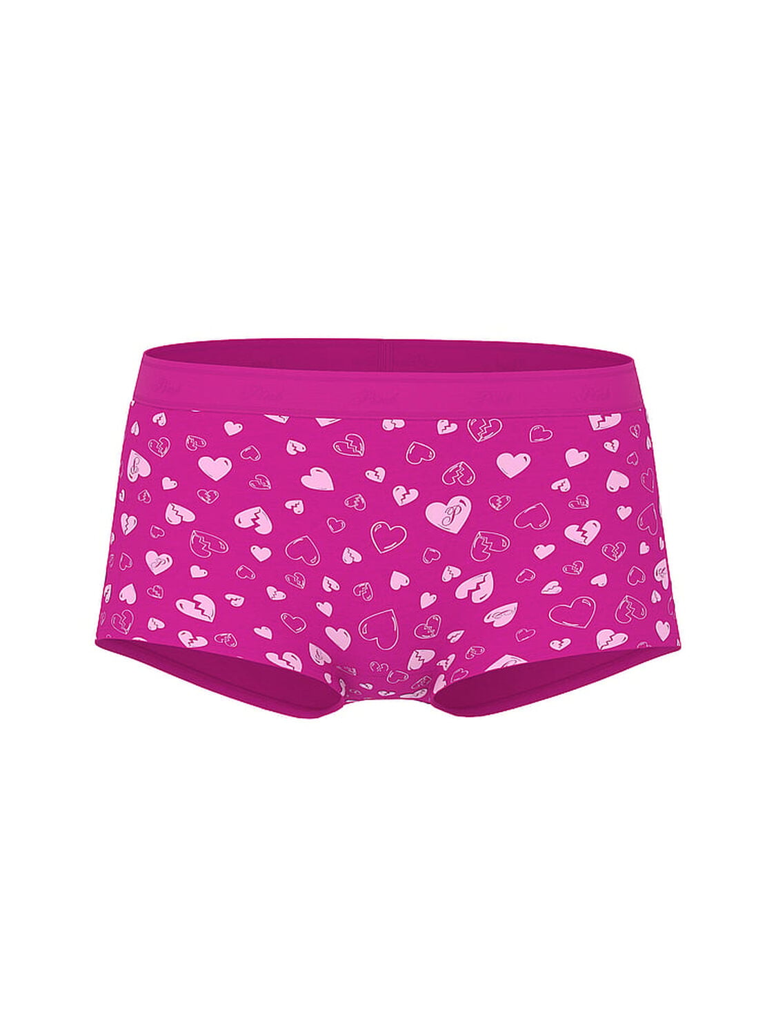 vs Pink Logo Cotton Boyshort Panty Pink Fire Broken Hearts 3 of 3 