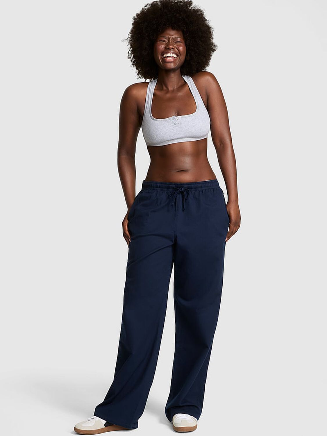 vs Pink Dorm Lounge Wide-Leg Pants Noir Navy 1 of 3 