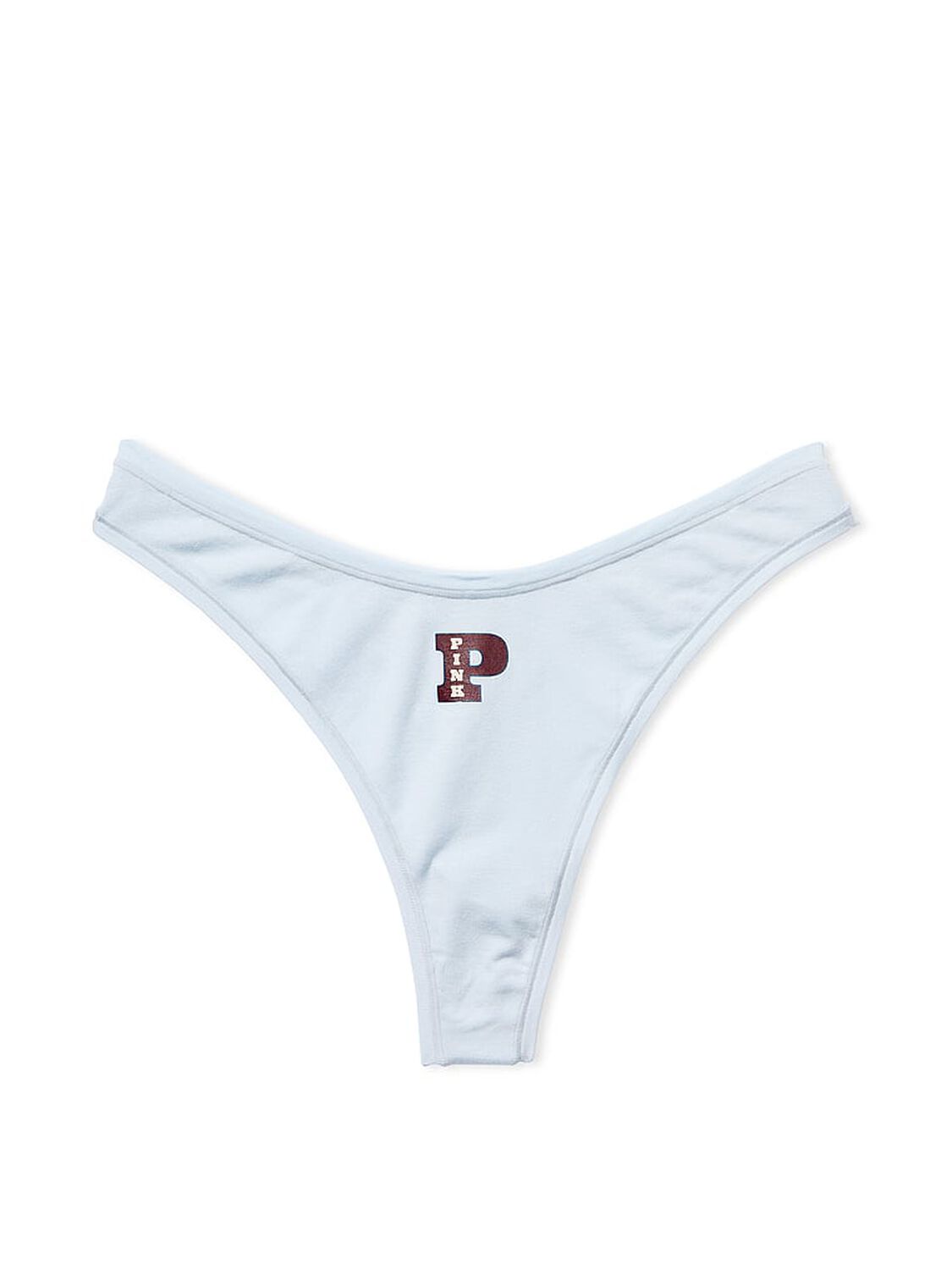 vs Pink Cotton High-Leg Thong Panty Hydrangea Blue W Logo Graphic 3 of 3 