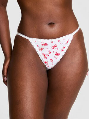 Cotton Lace Trim String Bikini Panty