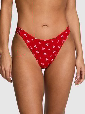 Logo Cotton Shine High-Leg Thong Panty