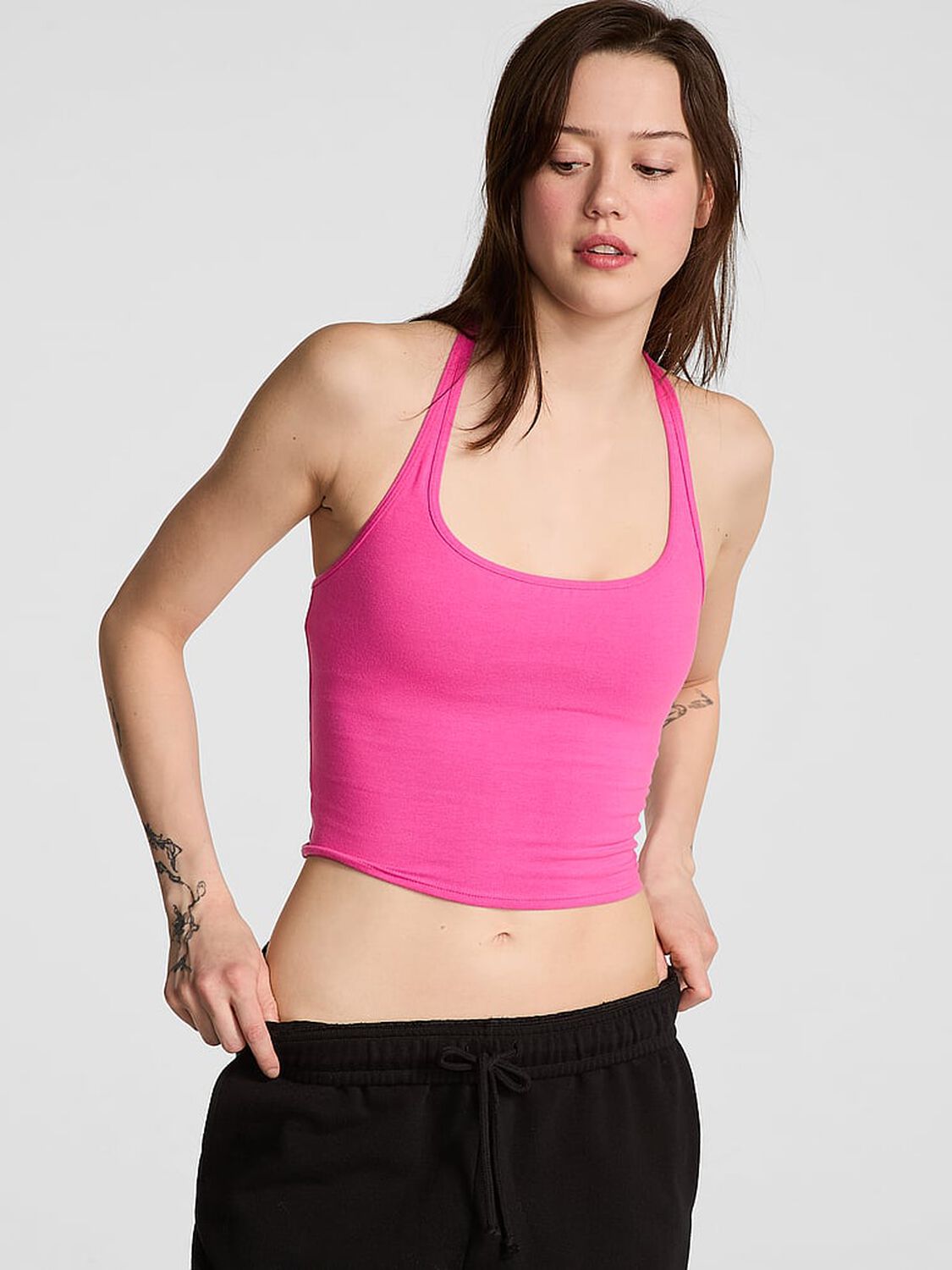 vs Pink All-Day Cotton Tank Top Pink Gossip 1 of 2 