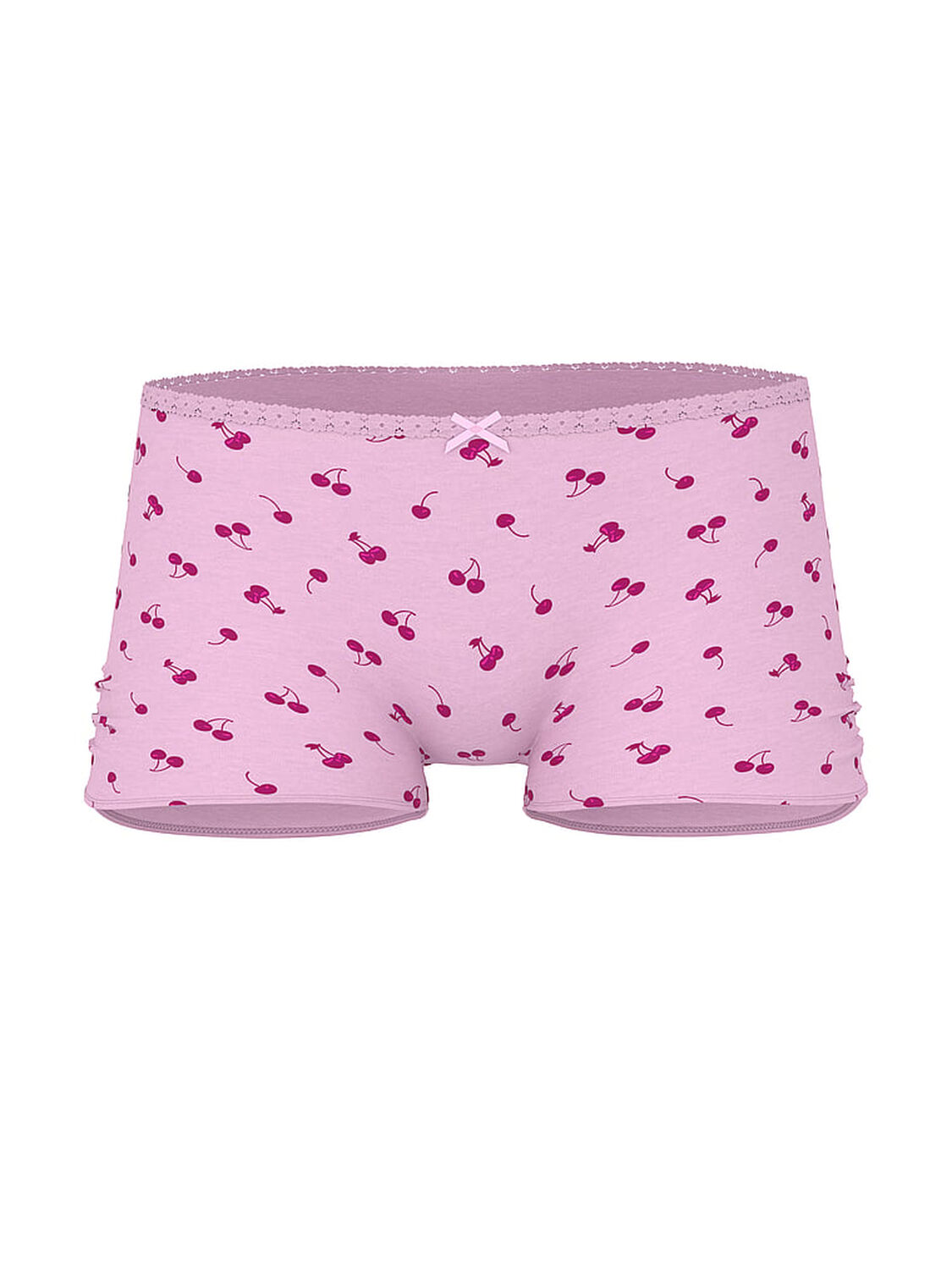 vs Pink Cotton Dorm Boyshort Panty Hushed Lilac Cherry  With Purple Lace 3 of 3 