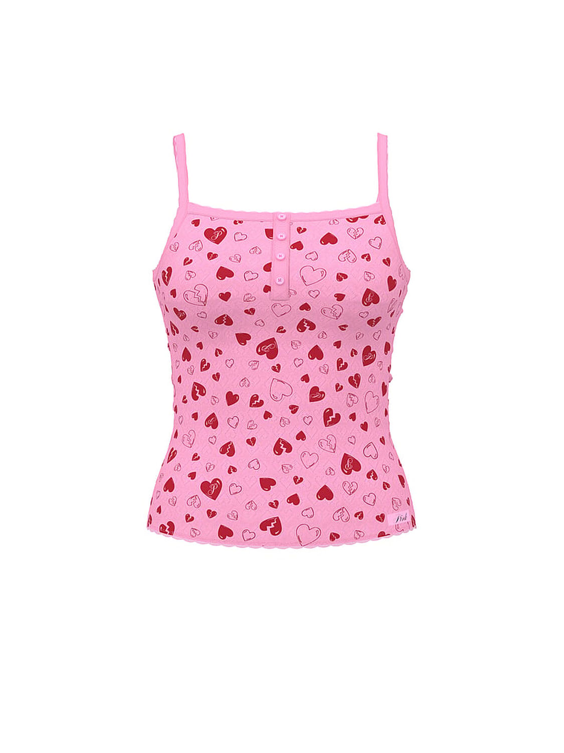 vs Pink Pointelle Henley Cami Pink Lollipop Broken Hearts 3 of 4 