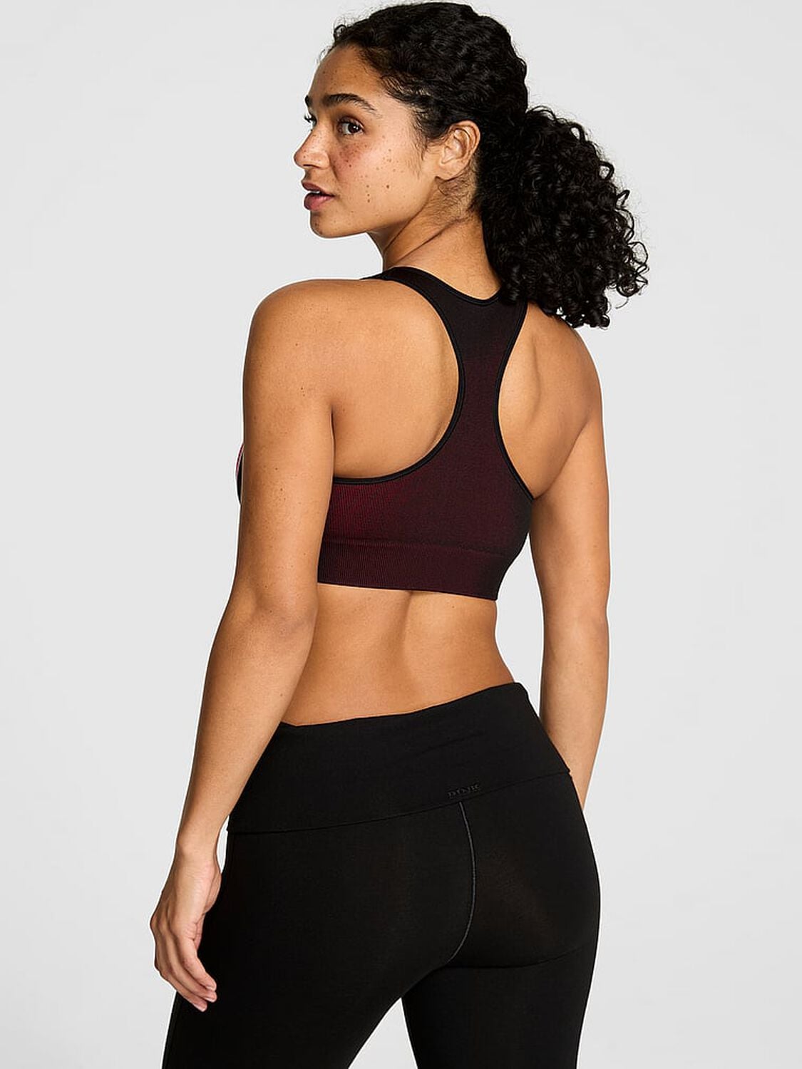 pink Pink Seamless Heart Racerback Sports Bra Heart Vday 2 of 4 