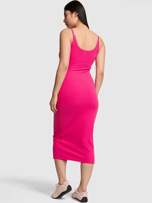 All-Day Soft Rib High-Neck Midi Dress