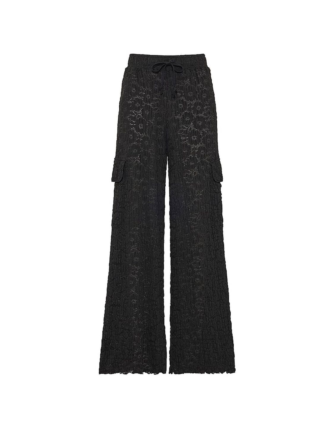 pink Swim Floral Crochet Cover-Up Pants Black 3 of 3 