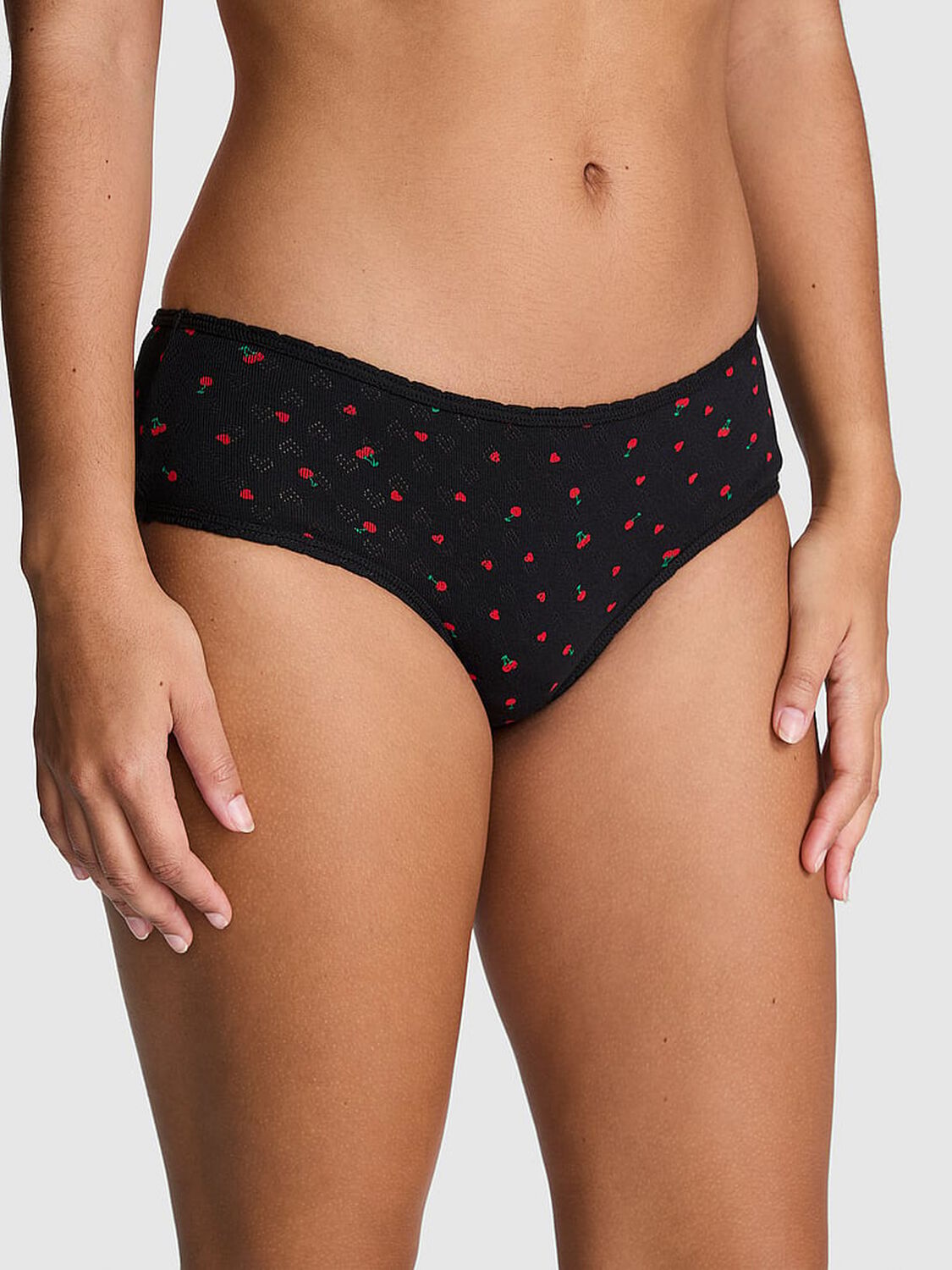 vs Pink Cotton Cheeky Panty Black Cherry Heart Print 1 of 3 