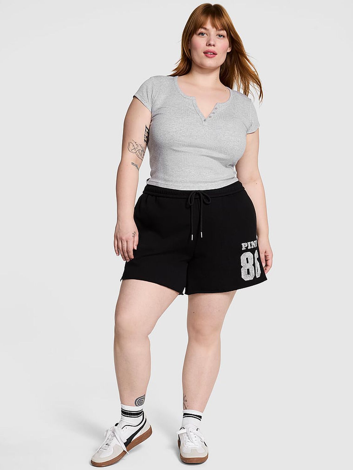 vs Pink Ivy Fleece Campus Shorts Pure Black 1 of 3 