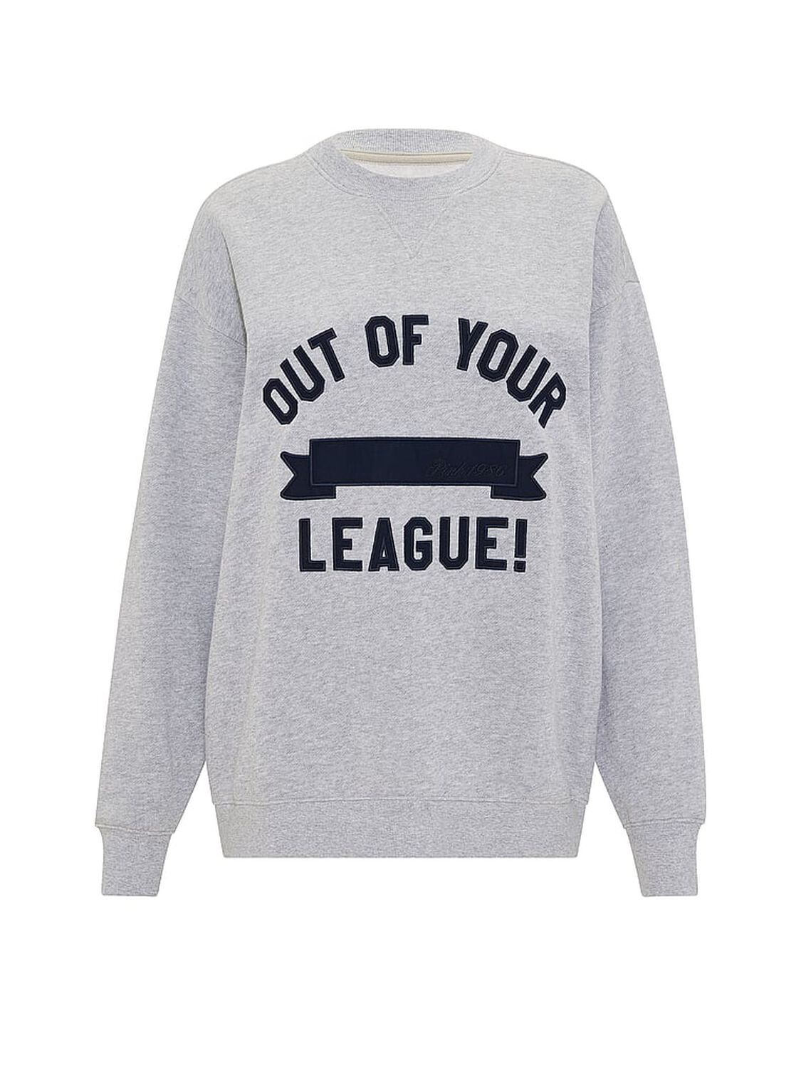 vs Pink Campus Fleece&trade; Oversized Crew Sweatshirt Heather Grey 3 of 3 
