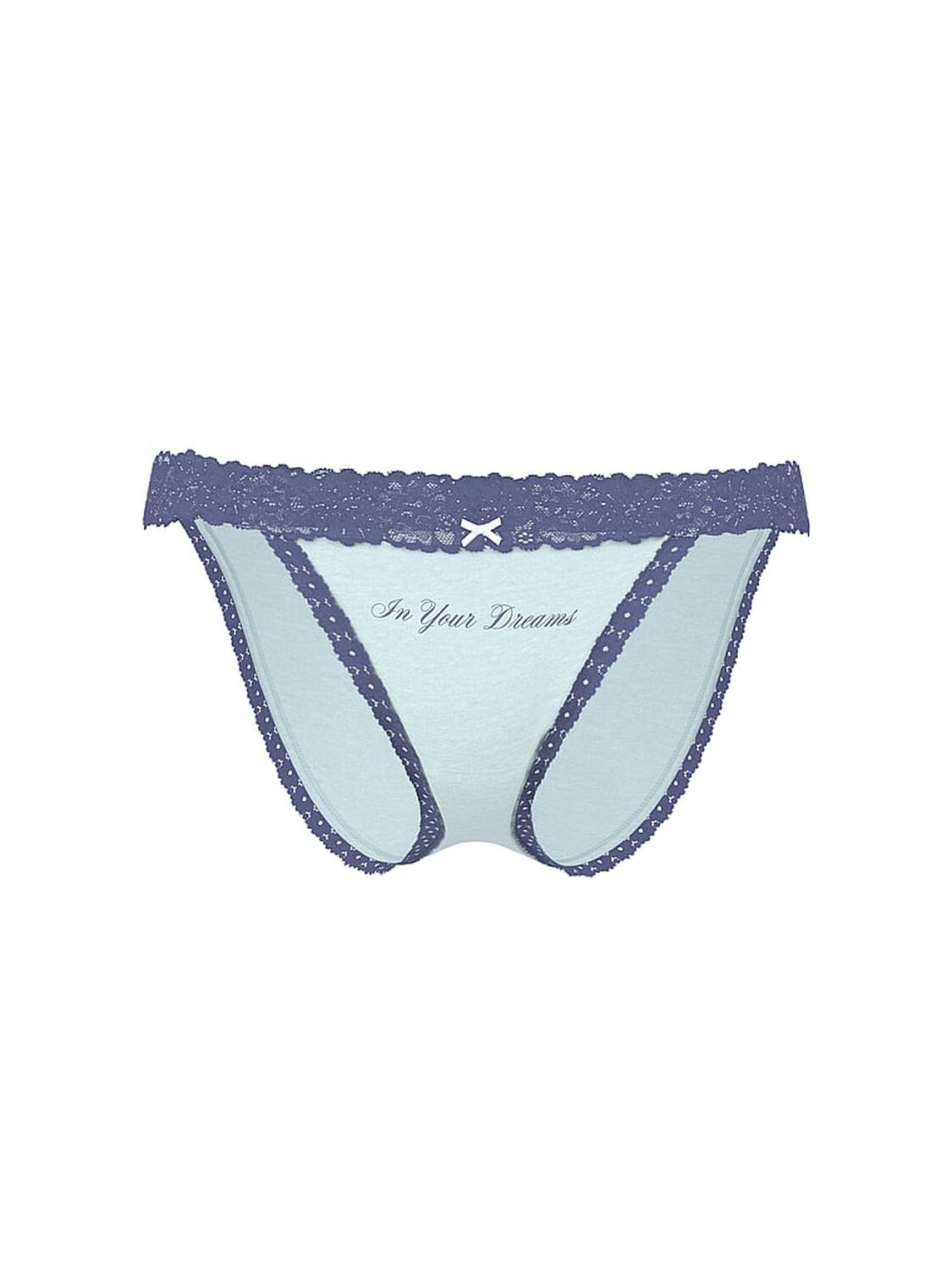 vs Pink Cotton Lace-Trim Bikini Panty Spray Blue "In Your Dreams" 3 of 3 