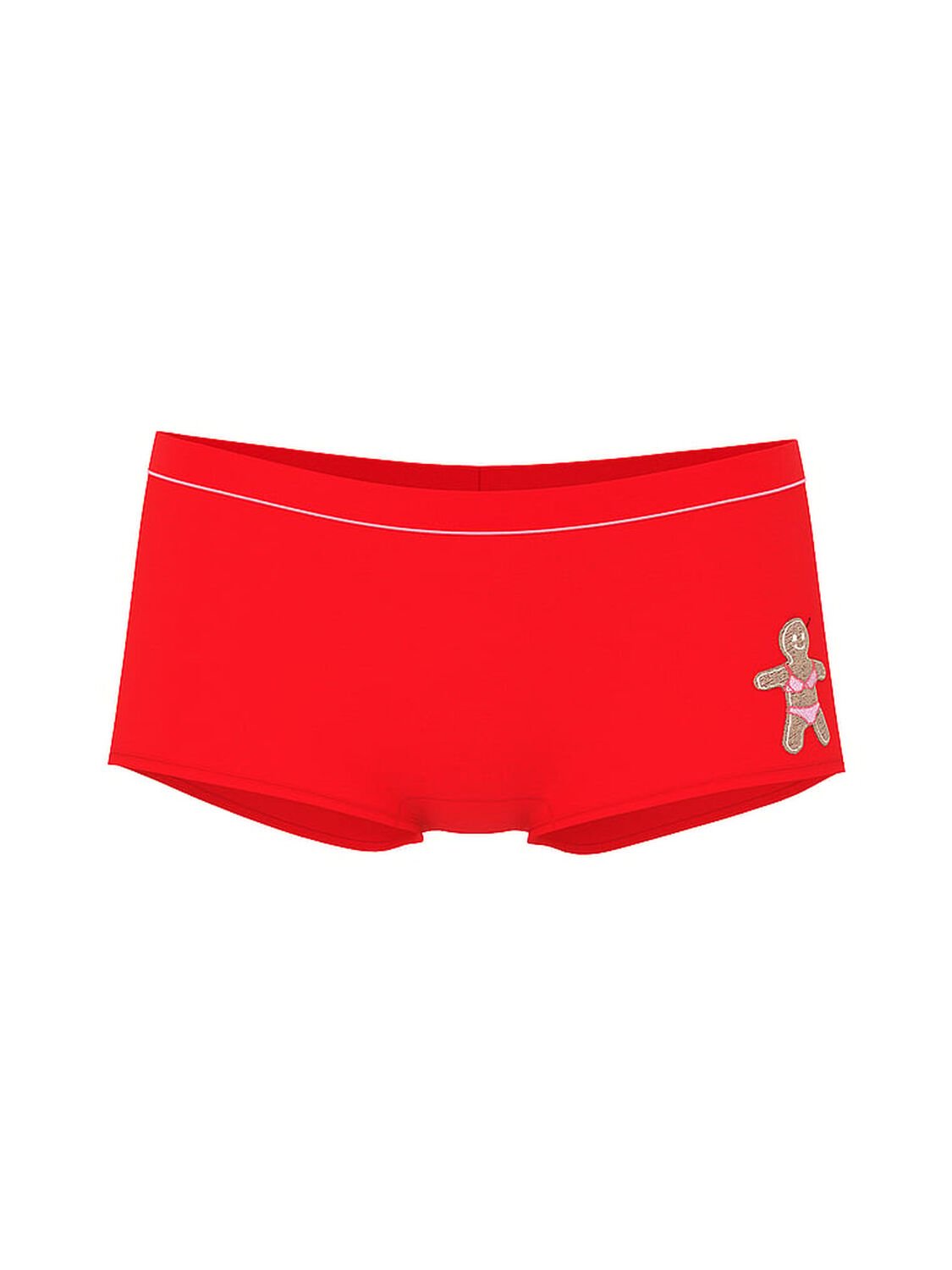 vs Pink Cotton Dorm Boyshort Panty Bright Vermillion Gingerbread Patch 3 of 4 