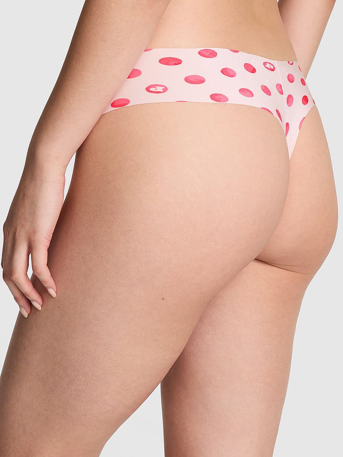vs Pink No-Show Thong Panty Pink Dot Cherry Print 2 of 3 