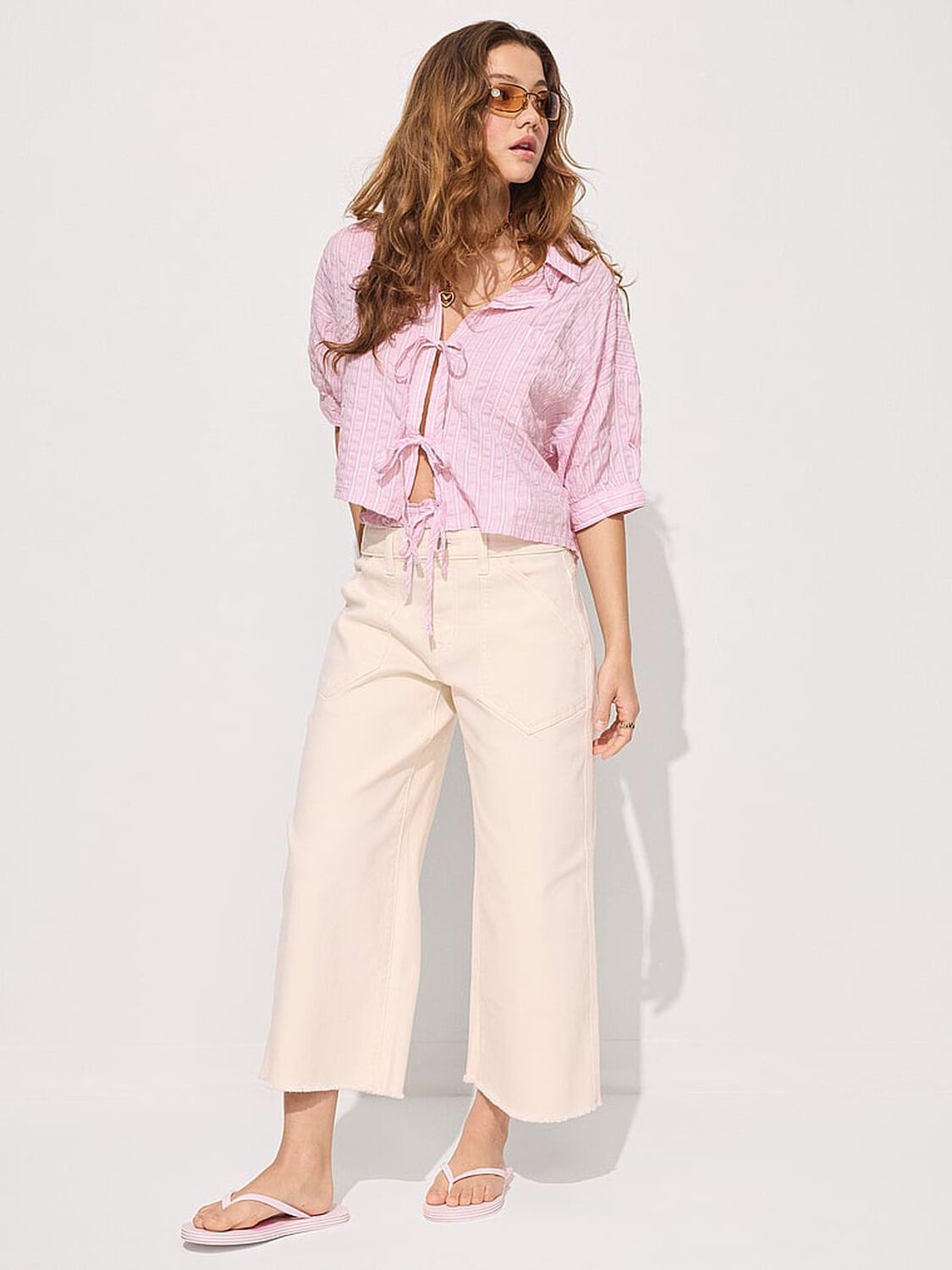 vs Pink Coastal Cutie Tie-Front Sleepshirt Dollhouse Stripes 3 of 3 