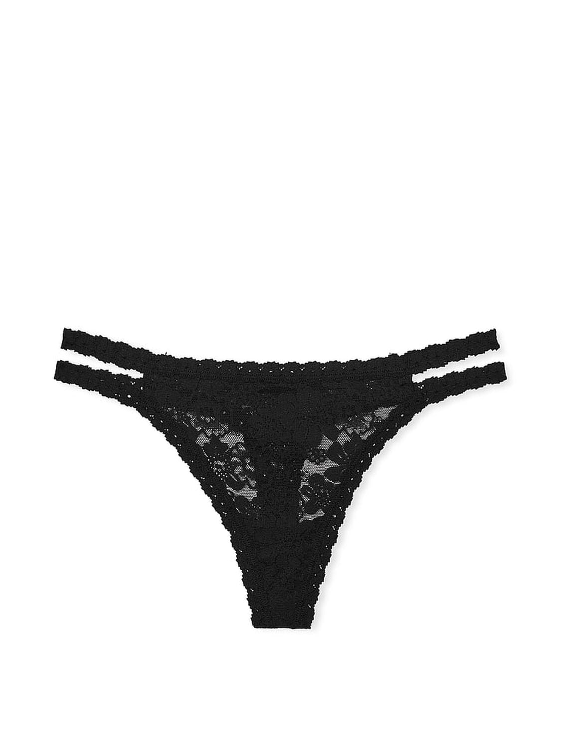 pink Pink Wink Strappy Thong Panty Pure Black 3 of 4 