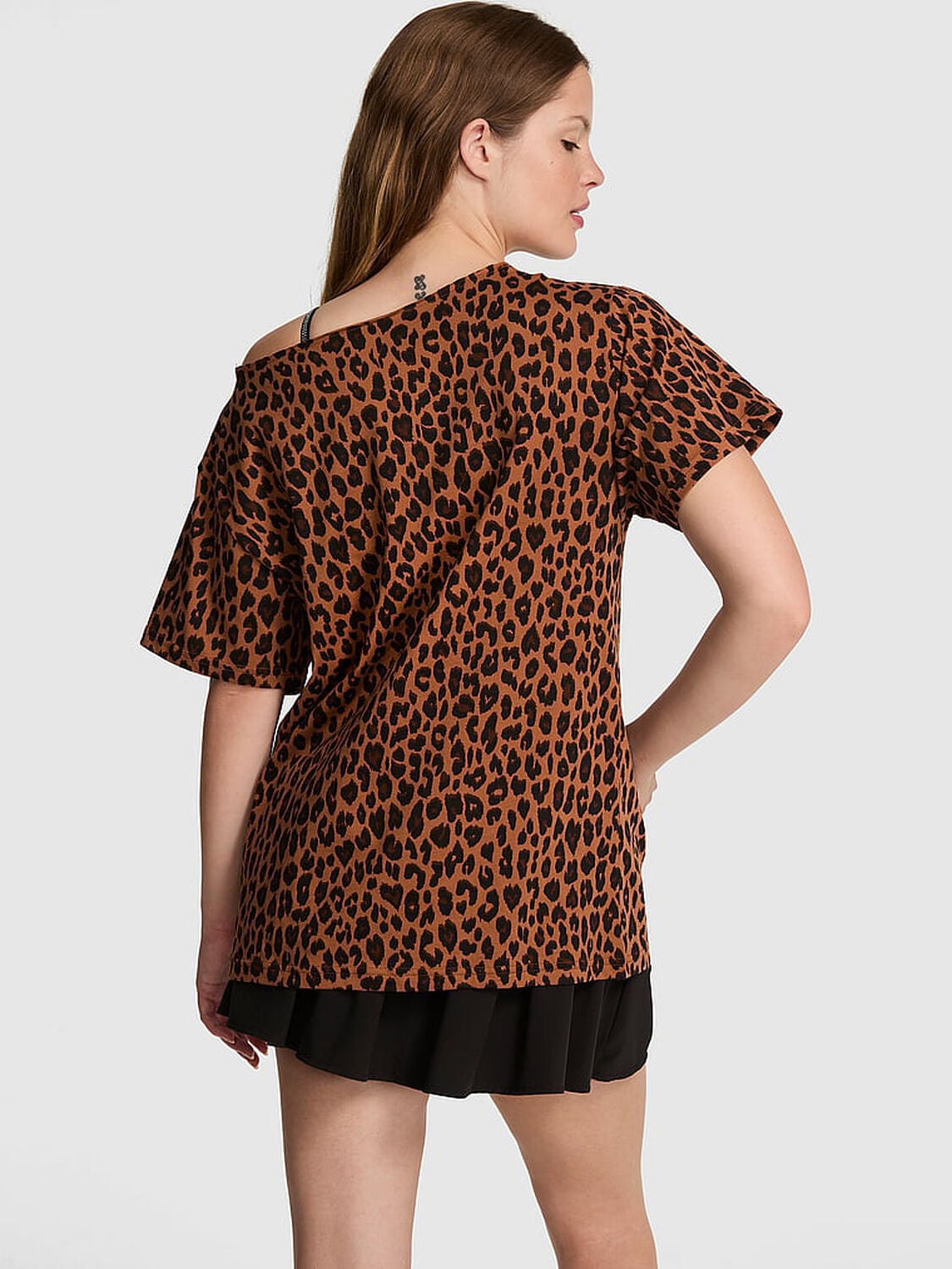 vs Pink Campus Cotton&trade; Off-The-Shoulder Tee Leopard 2 of 3 