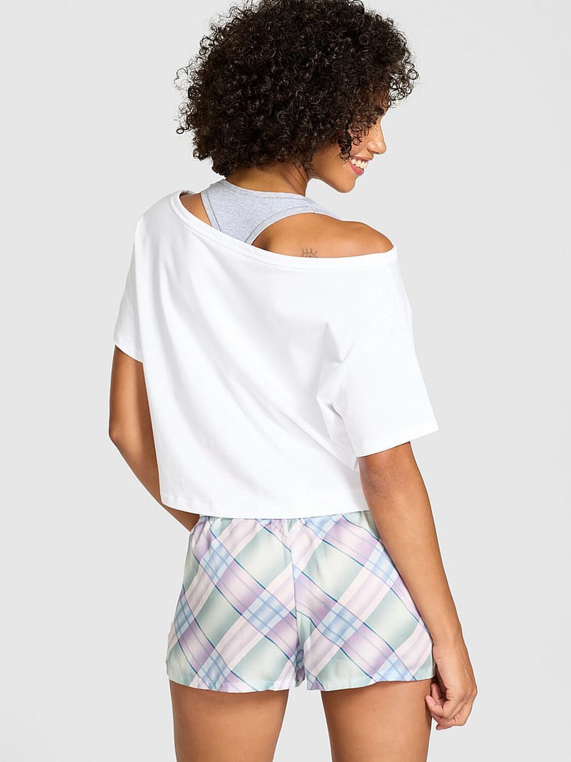 pink Pink Slouchy Cropped Sleepshirt Vs White 2 of 4 