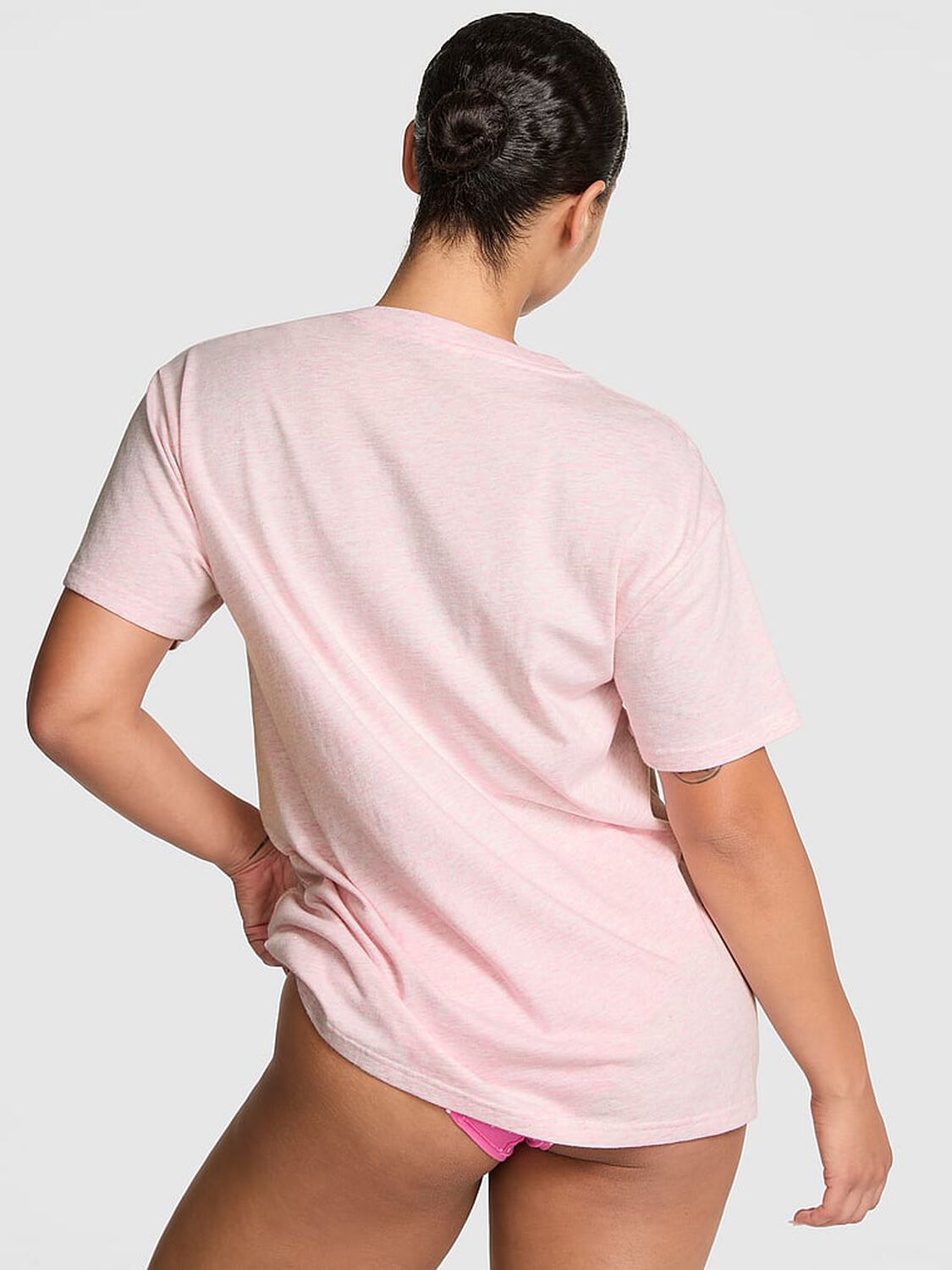 vs Pink Campus Cotton Bling Tee Heathered Pink Petal Woven 2 of 2 