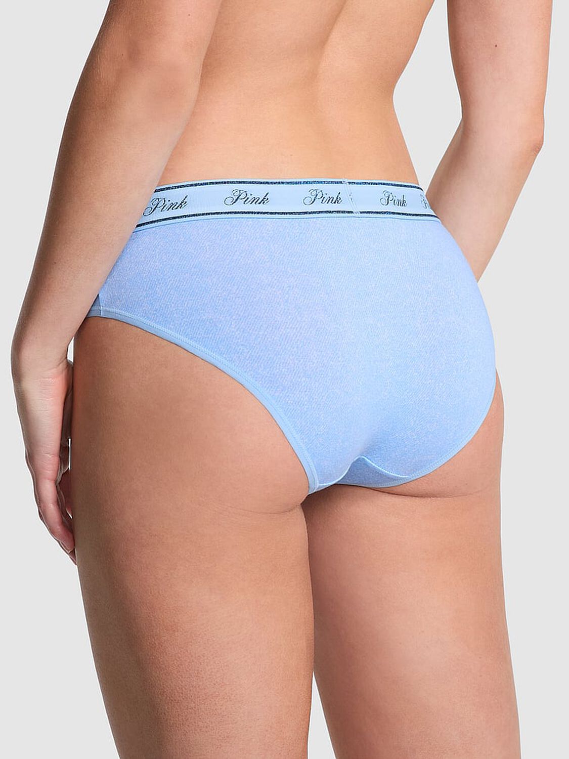 vs Pink Logo Cotton Hiphugger Panty Light Blue Denim Wash 2 of 3 