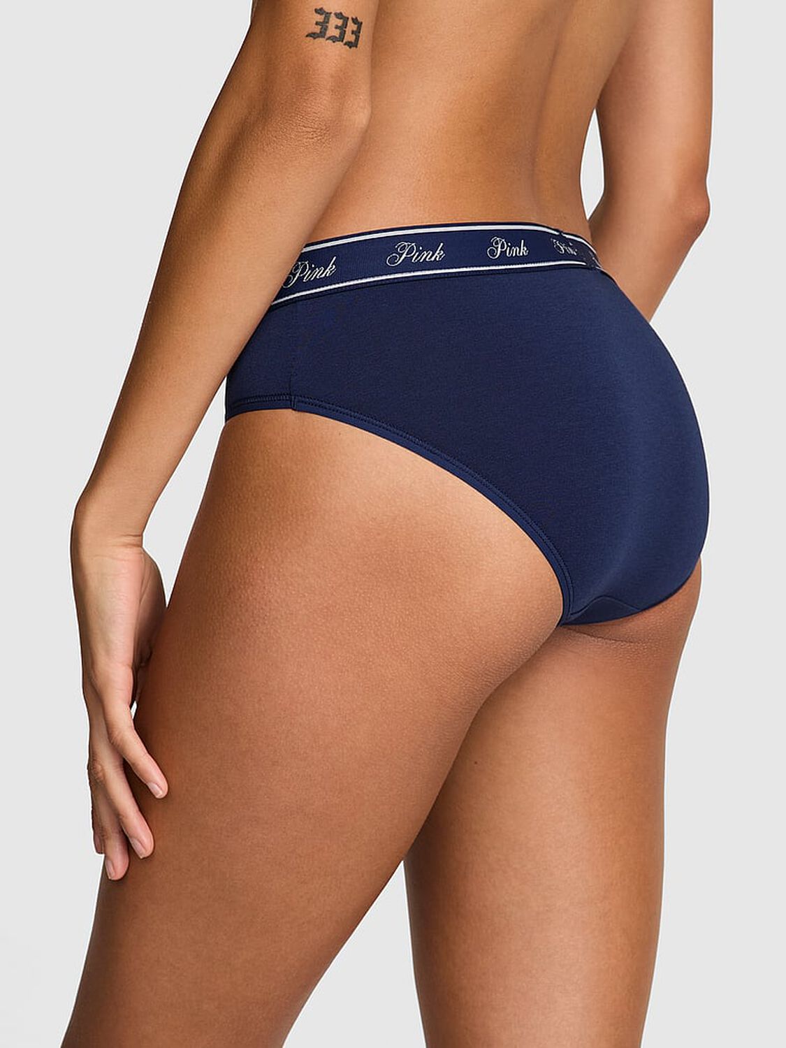 vs Pink Logo Cotton Hiphugger Panty Midnight Navy 2 of 3 