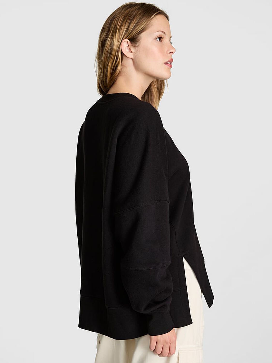 vs Pink Ivy Fleece Tunic Crew Sweatshirt Pure Black 2 of 2 